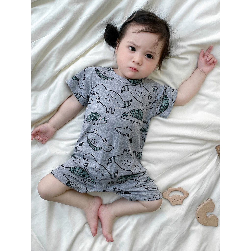 Verão roupas de bebê puro algodão manga curta estilo fino macacão bebê menina bebê macacão bebê menino macacão