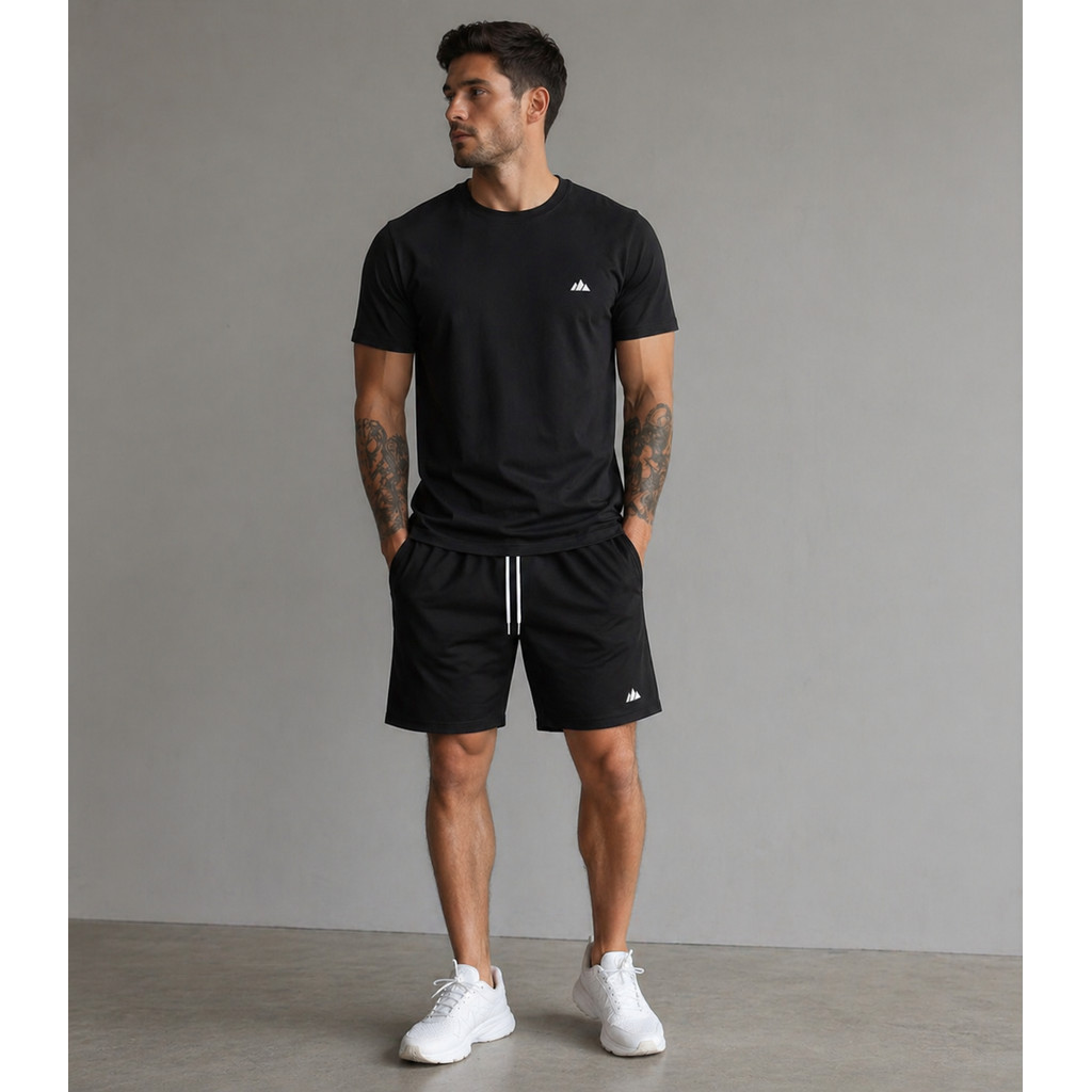 Conjunto Masculino Premium Camiseta Algodão 30.1 + Bermuda Moletom Flanelada Conforto e Estilo