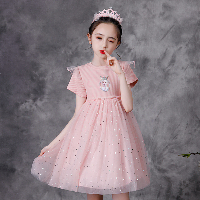 Estoque pronto frete grátis vestido infantil meninas elsa vestido de princesa verão 2026 novo estilo congelado elsa elsa