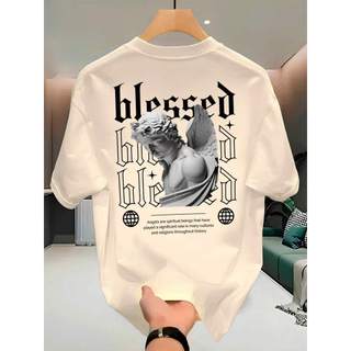 Camiseta Streetwear Angel Abençoado 100% Algodão Premium Unissex Estampada Casual