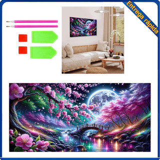Kit de pintura diamante DIY (lua noite Sakurabashi Phantom View) 70x40cm diamante quadrado feito à mão adequado para pre