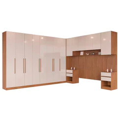 Guarda Roupa Modulado Casal Ponte 140 Lugano 14 Portas 9 Gavetas 17 Prateleiras com 7 Peças Bartira