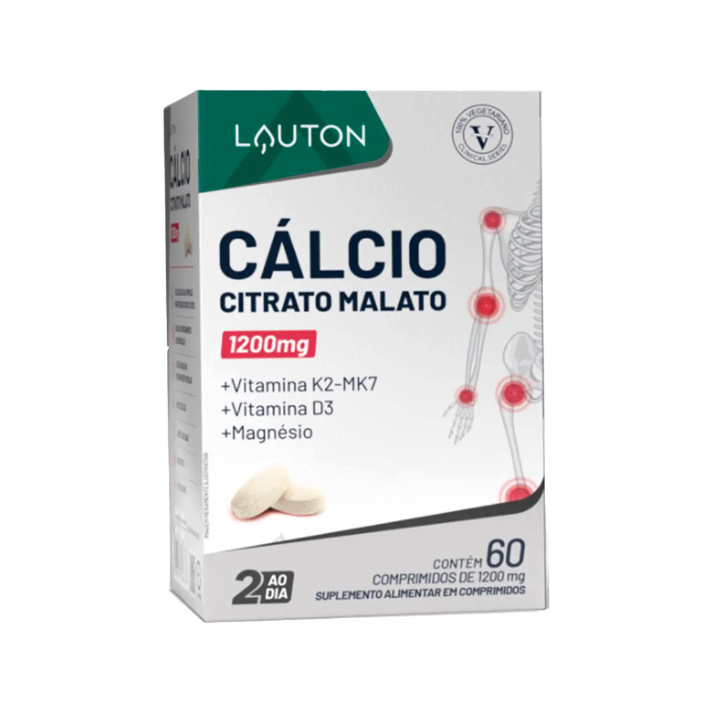 Suplemento Cálcio Citrato Malato 1200mg da Lauton Pote 60 Capsulas