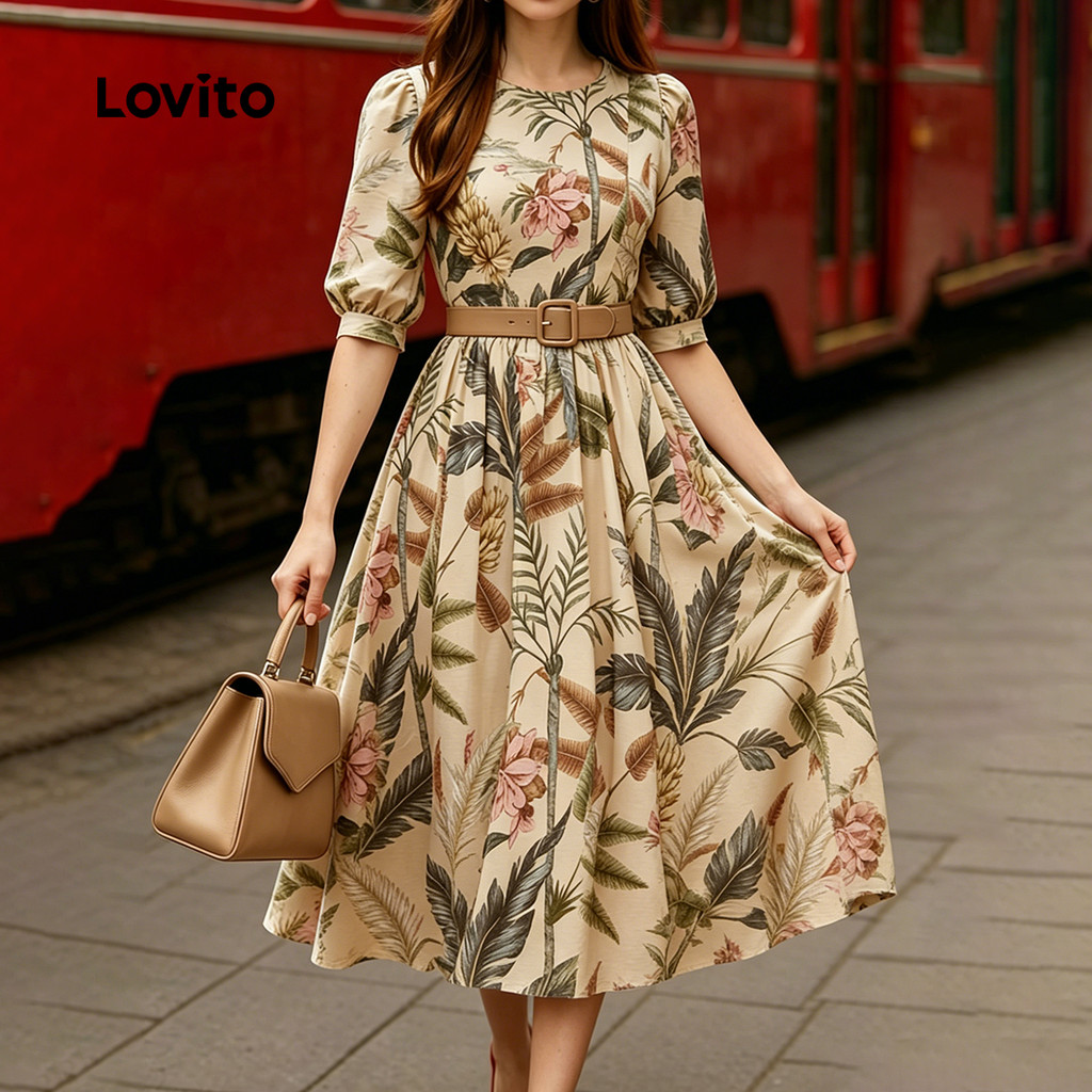 Lovito Vestido Casual Com Pérolas Para Primavera/verão Feminino (sem Cinto) LBL35272 · foto 2