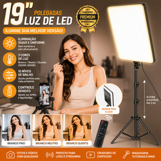 Ring Light 19 Polegadas Iluminador BIVOLT Led Foto Profissional Com Tripé 2.1M Para Live Fotografo