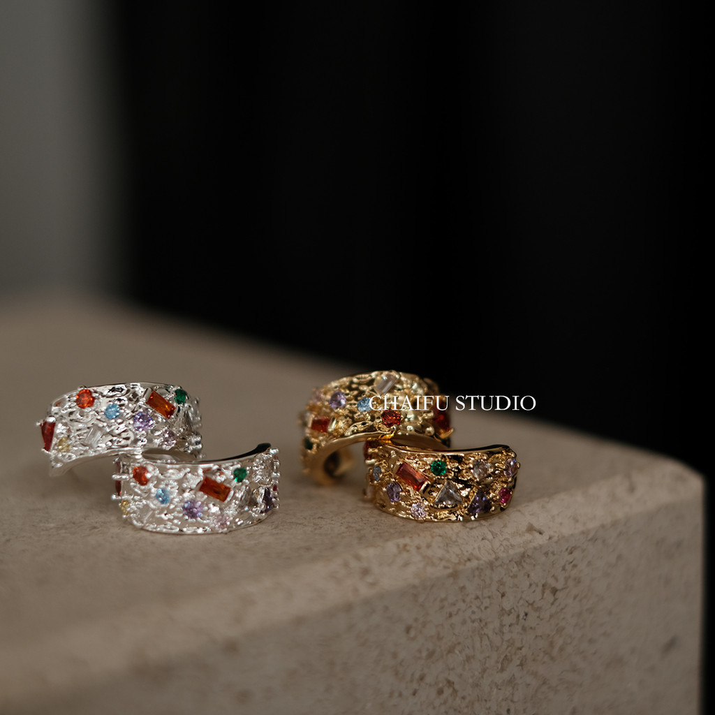 Chaifu Studio/R133 Retro Court Style Requintado Extravagante Cor Escolha Brincos Luz Francesa Brincos Curvos de Luxo