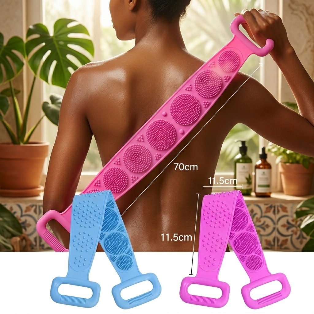 Massageador Corporal Banho Silicone Escova Lava Costas Flexível Higiene E Conforto