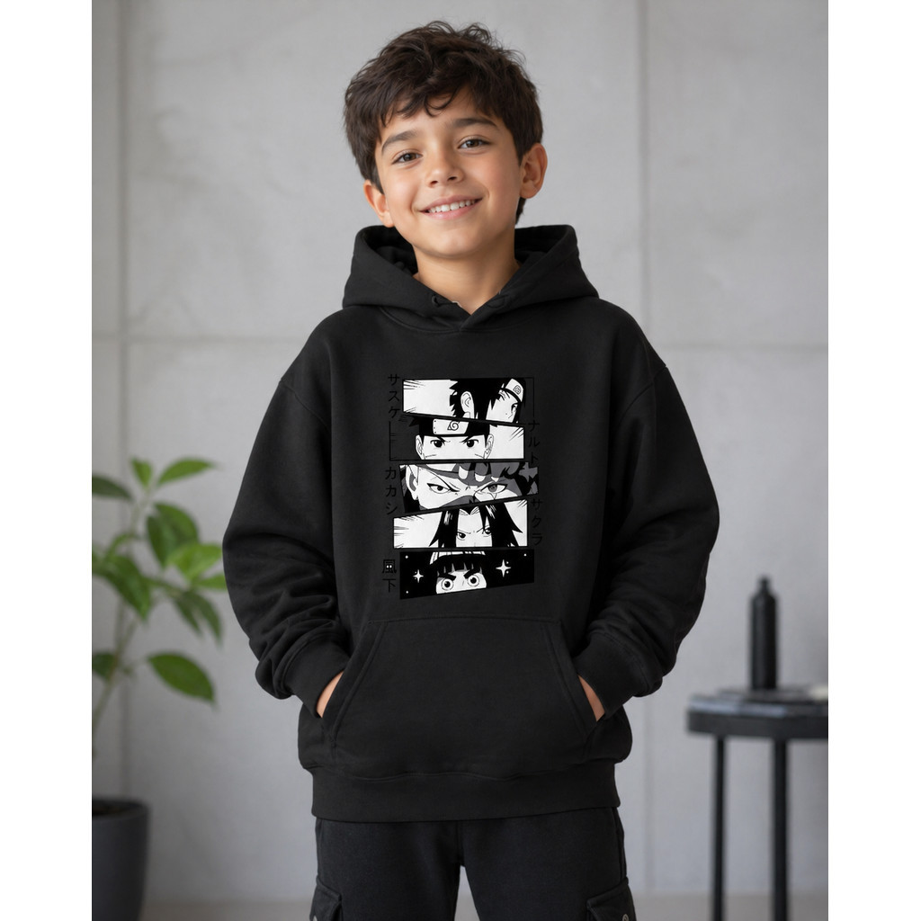 Moletom Infantil Estampado Anime Na-Ru-To Casaco Capuz Quentinho Blusa De Frio Confortável