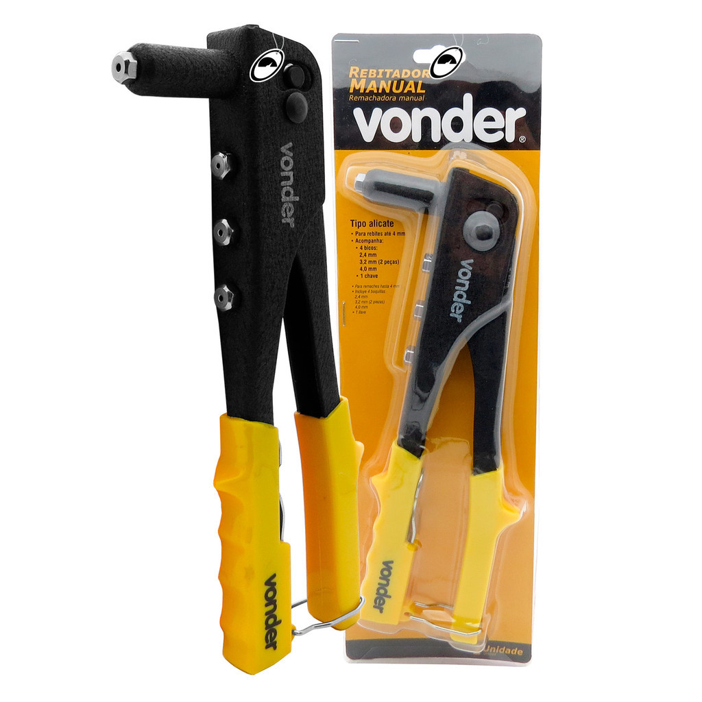 Rebitador Manual Profissional 4 Bicos Rebites 2.4mm 3.2mm 4mm Vonder
