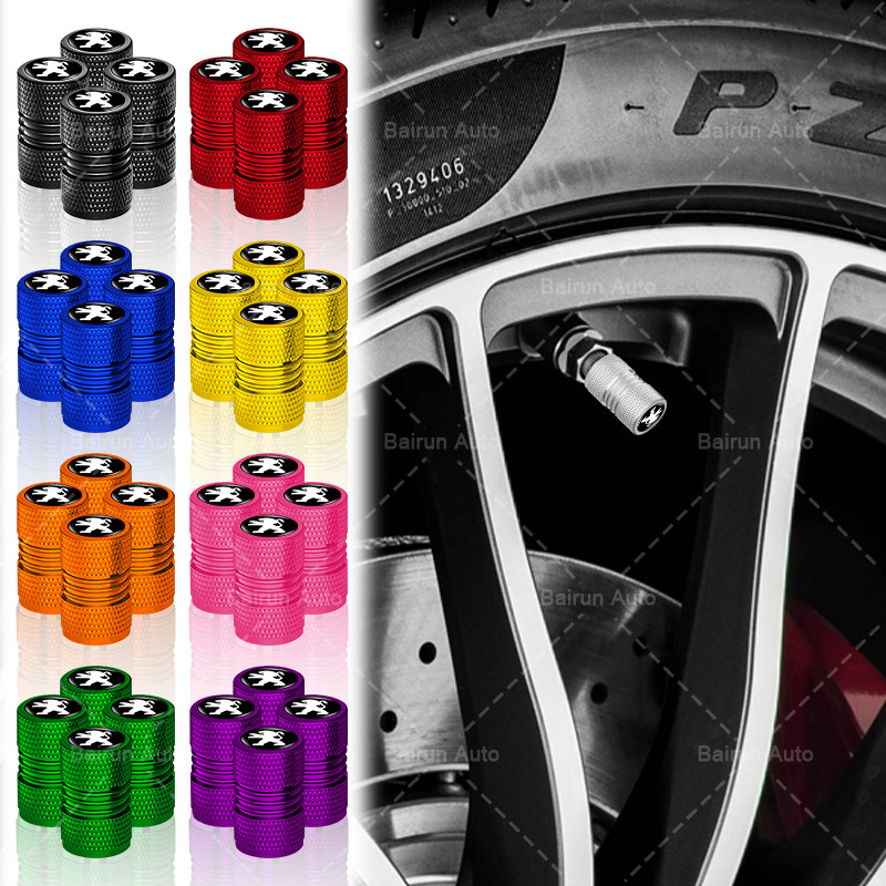 Tampa De Alumínio Para Pneu De Carro , 4 Unidades , À Prova De Poeira , Rosca , Válvula Proteção Peugeot 206 207 208 306