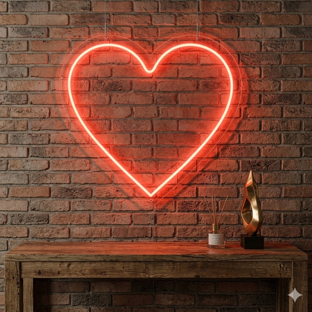 Luminária Neon LED Coração 50cm Painel Decorativo Romântico Dia dos Namorados