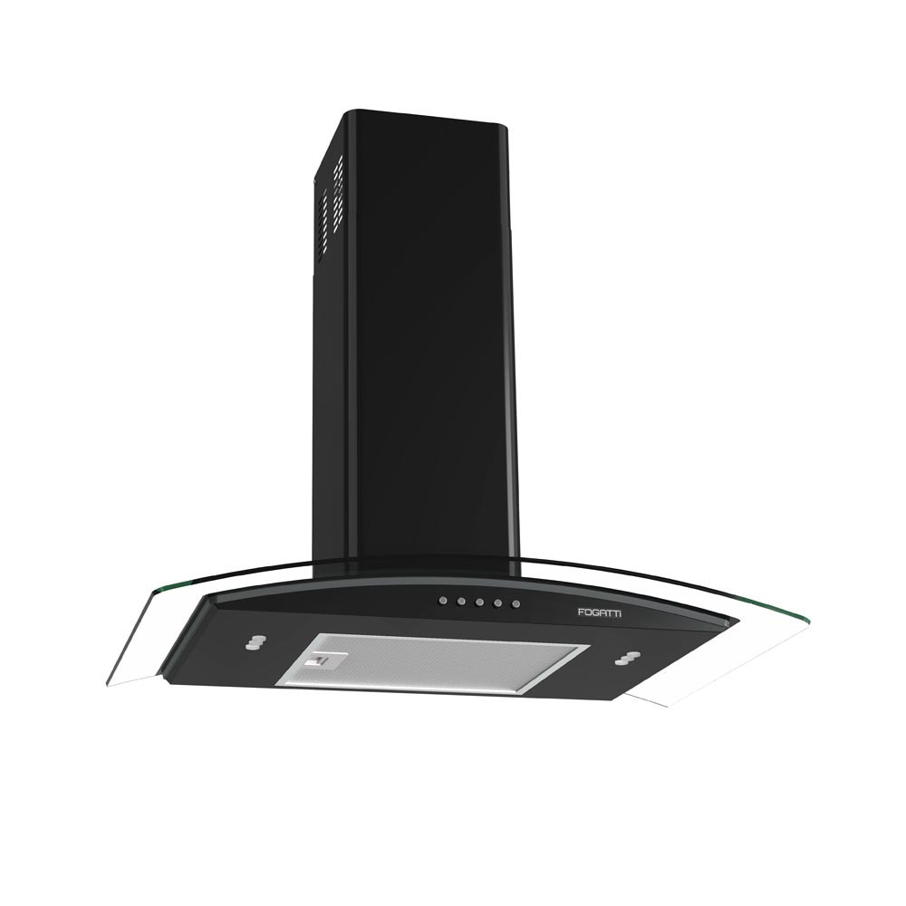 Coifa Fogatti de Parede Clean Vidro Curvo Black 70cm