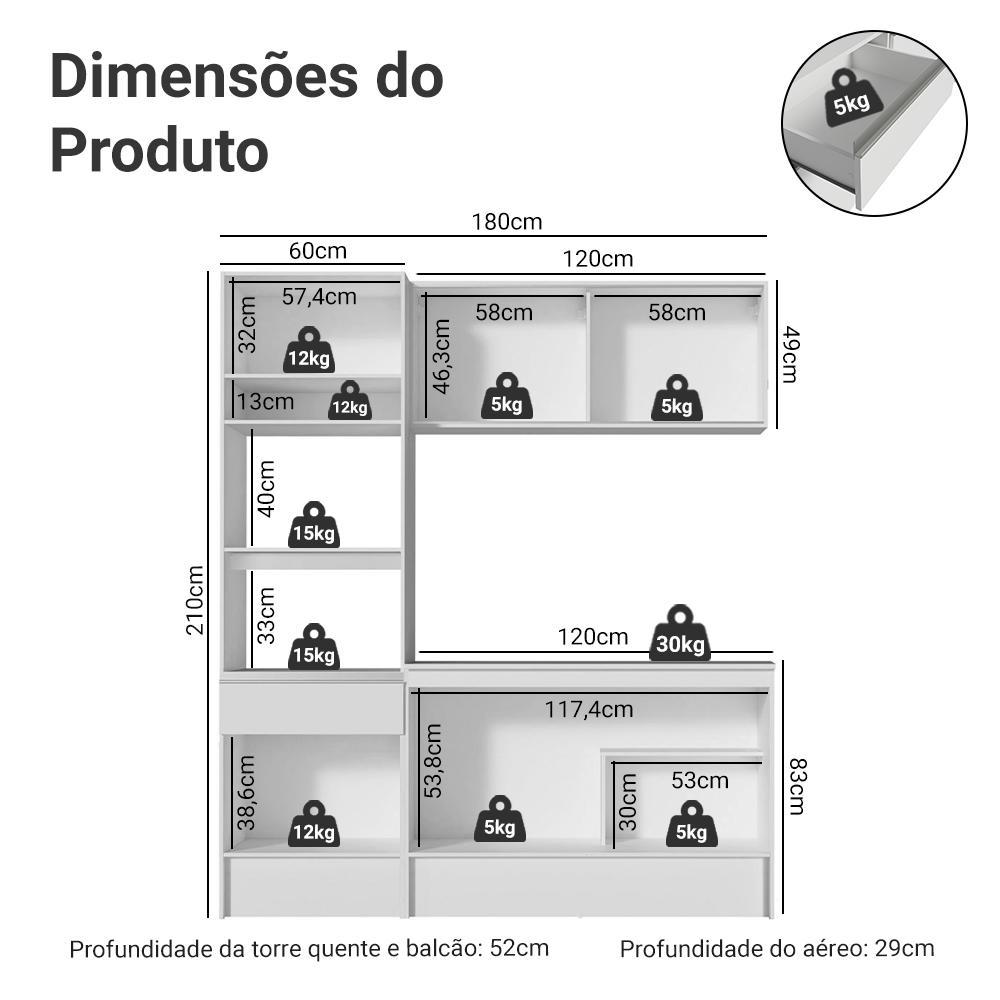 Cozinha Compacta Madesa Diamante Pop com Armário, Balcão e Tampo Branco · foto 2