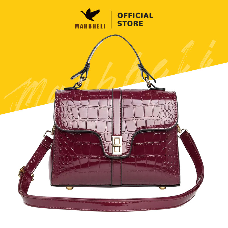 MAHBHELI Bolsa Feminina  De Festas Textura Crocodilo Couro Pu W9