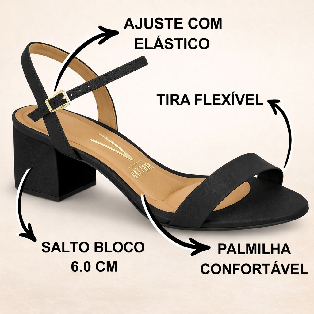 Detalhes do Sandália Feminina Vizzano Confortável Salto Bloco