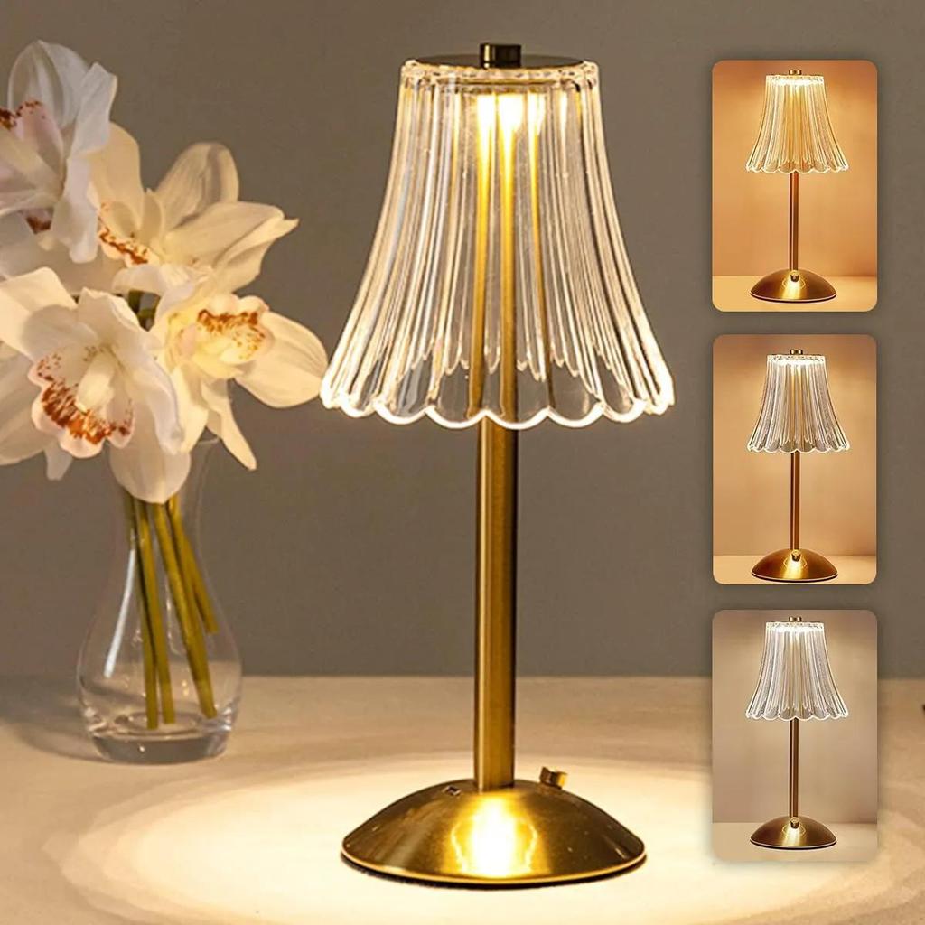 Abajur Sem Fio Luminária De Mesa Led Retrô Touch 3 Cores Quarto Sala Luxo