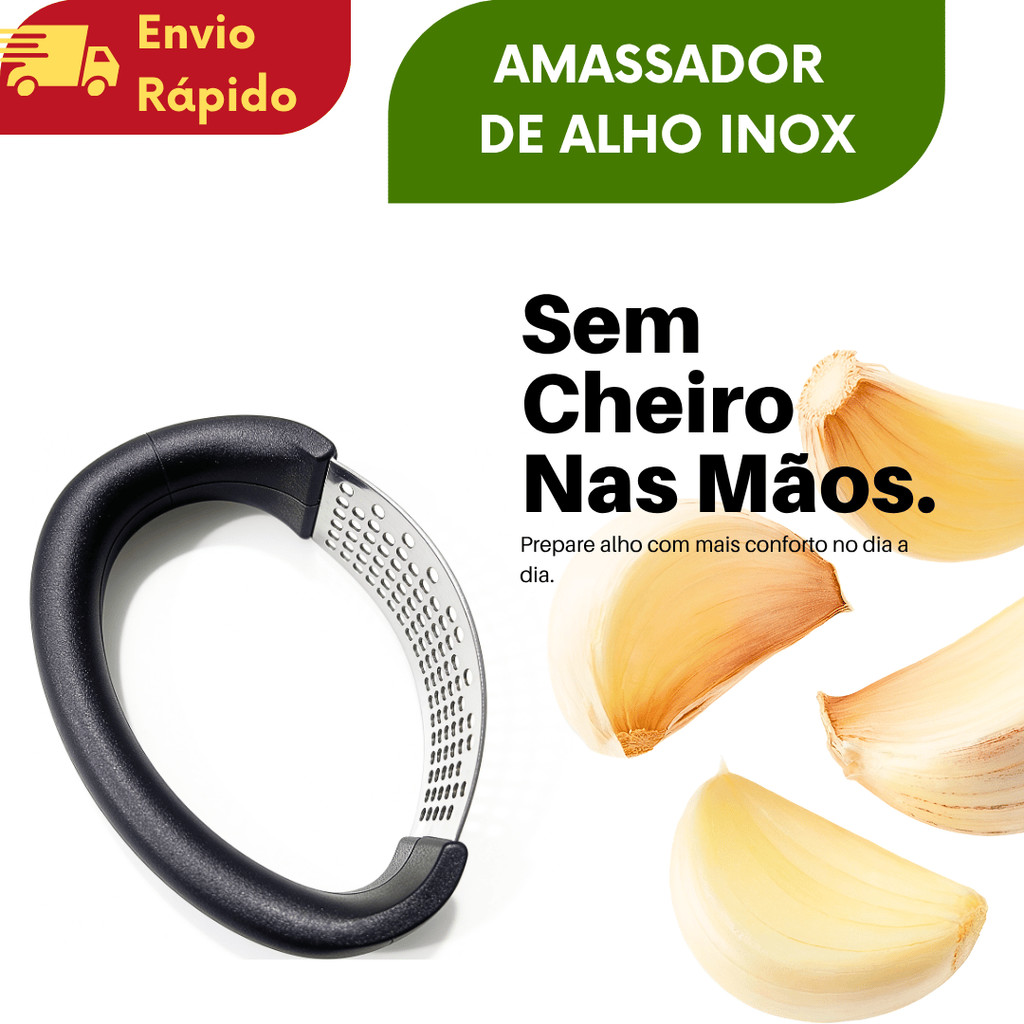 1/2 UNIDADES Espremedor Amassador Triturador De Alho Inox Manual Cozinha
