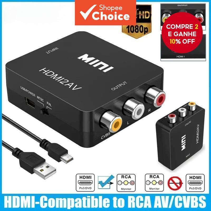Conversor HDMI Para RCA AV Com Cabo USB Adaptador De Áudio E Vídeo 1080P TV VHS VCR DVD PS3 Pro