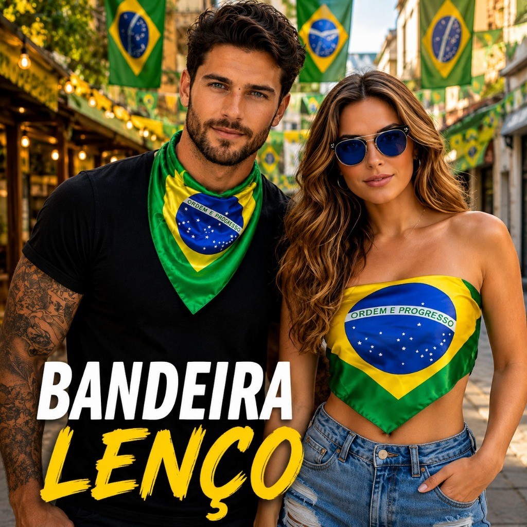 Bandeira Lenço do Brasil 55x55 cm Estilo Único para Decoração e Acessórios Fashion