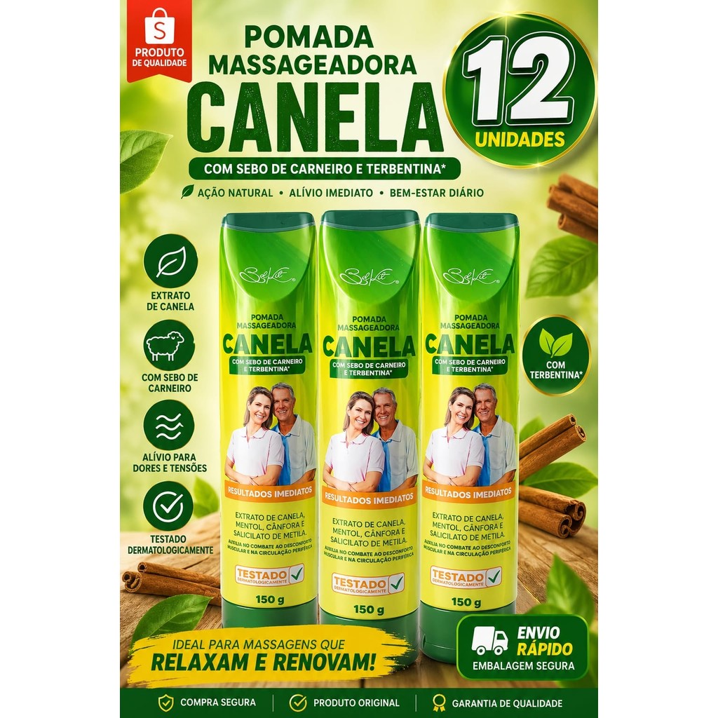 kit  12 Pomada Massageadora Canela De Velho Belkit 150g - Balsamo