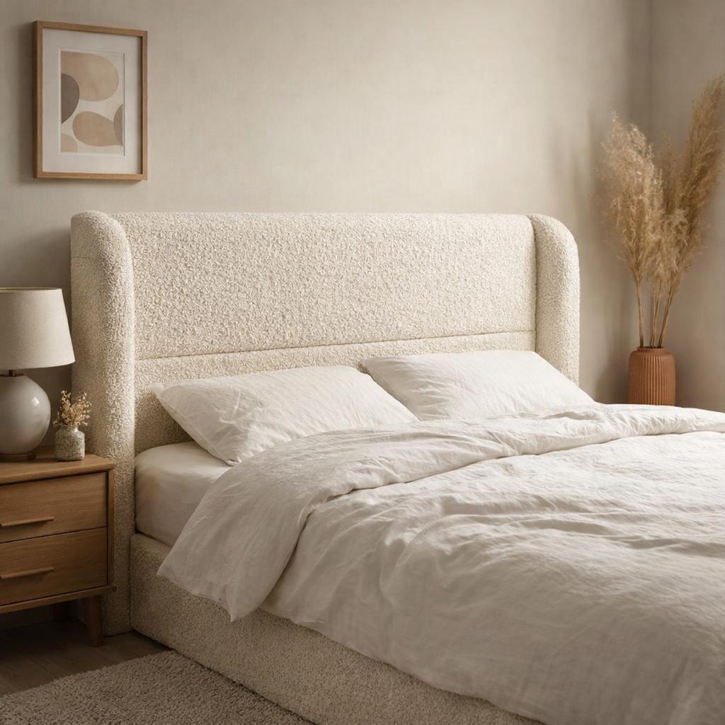 cabeceira de cama Box casal 1,4m Lívia boucle creme
