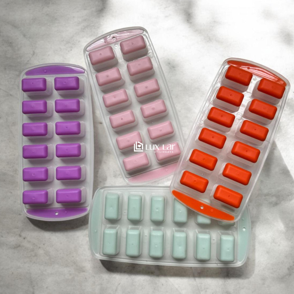 Forma de Gelo Silicone Grande Quadrada Lavável com Fundo Flexível de Cozinhas Rosa