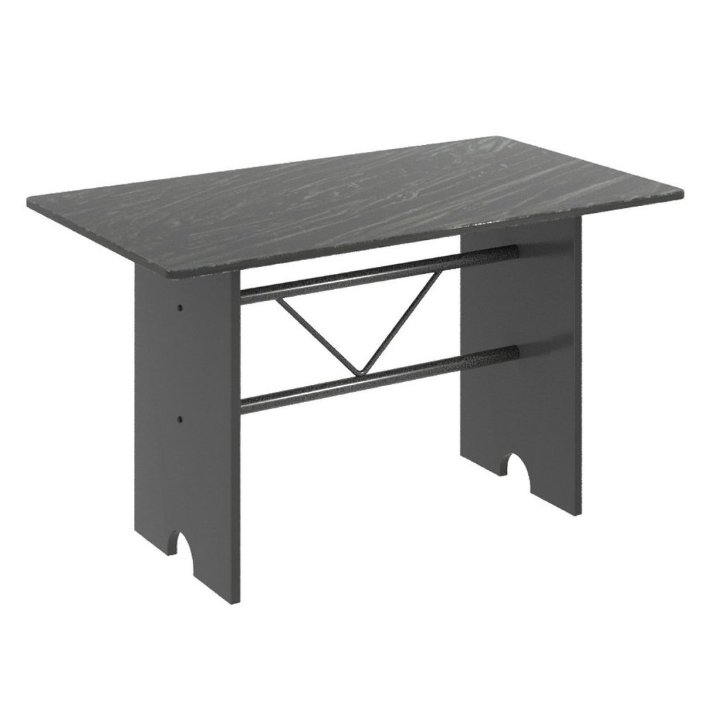Mesa para Cozinha 120x75cm Tampo Ardósia Cinza/Martelado Prata/Indiano Martelado Prata/Indiano