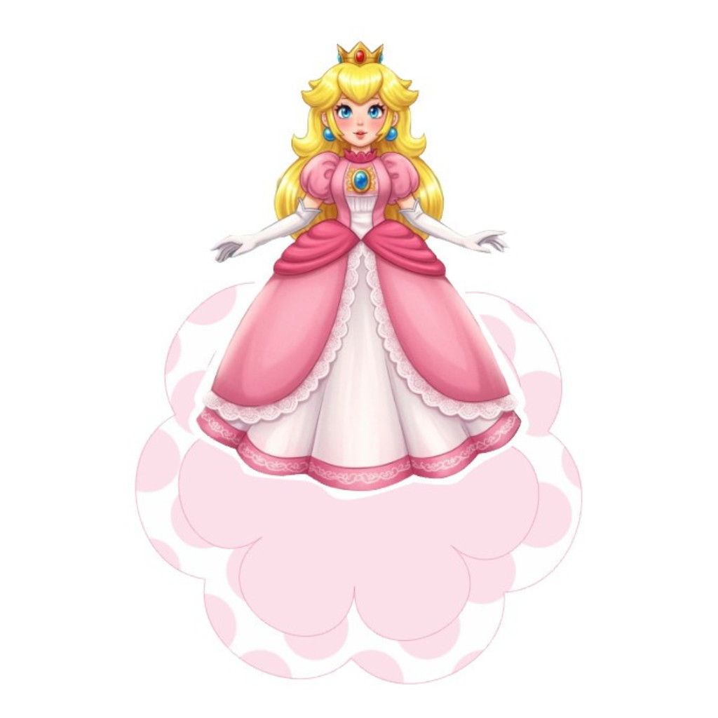 Kit Aplique 3D Personalizado Princesa Peach Tags de Festa em Pé, Lembrancinhas Temáticas para Aniversário Infantil