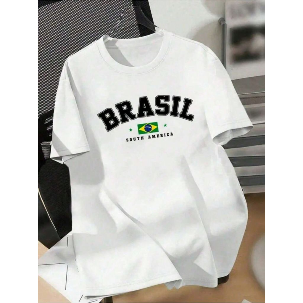 Camisa masculina e feminina estampada brasil 100% algodão moda verão lançamento barato