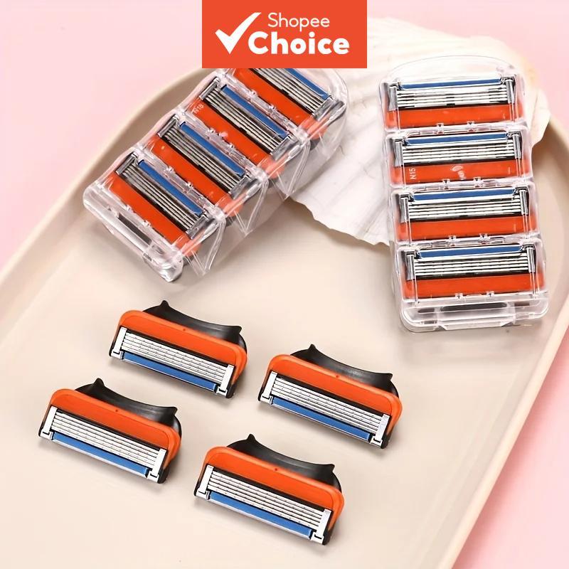 Lâminas de barbear de aço inoxidável de 5 camadas Classic, 12 lâminas, barbear suave, lâminas substituíveis universais