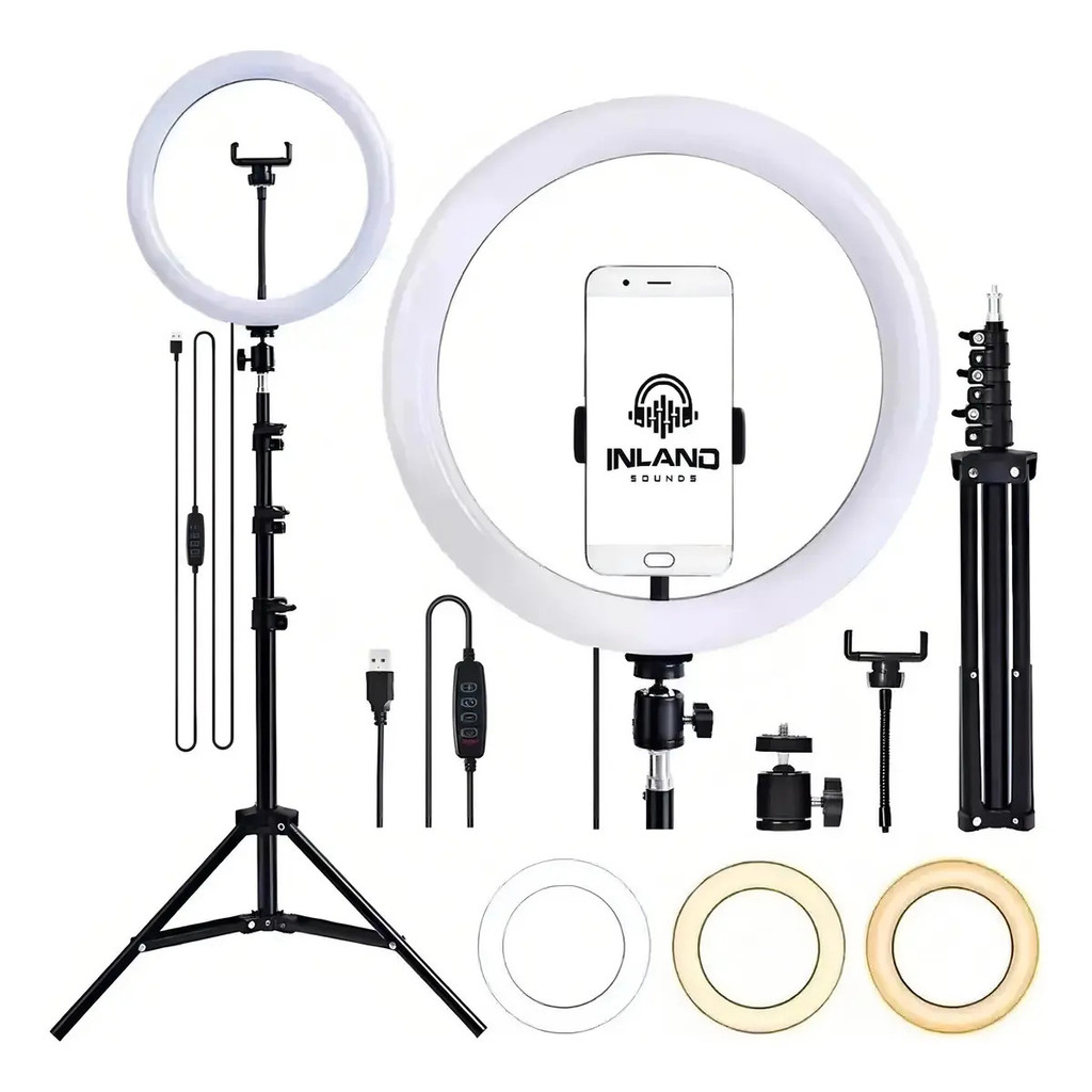 Anel De Led Ring Light 10 Pol 26cm Iluminador Fotos Videos Inland Sounds Estudio Profissional Flash