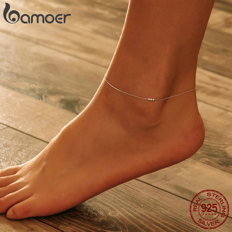 Bamoer Tornozeleira Feminina De Prata 925 SCT007