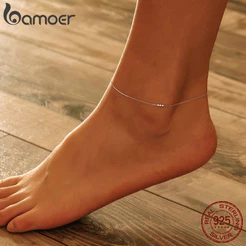 Bamoer Tornozeleira Feminina De Prata 925 SCT007
