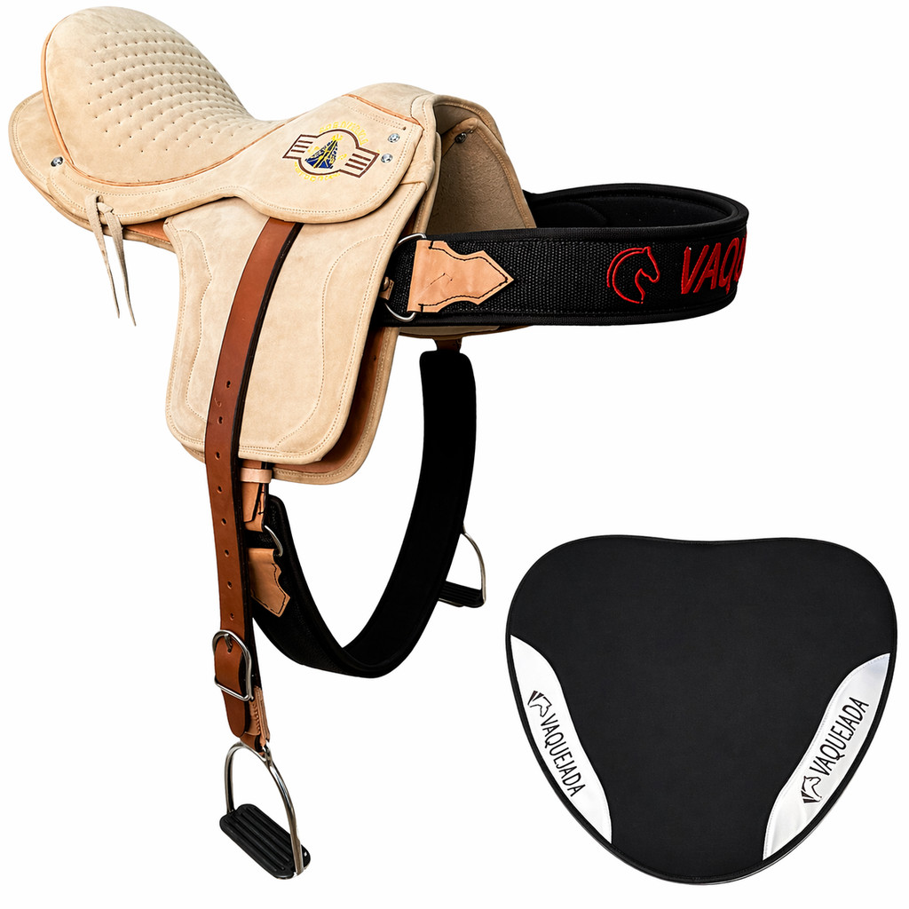 Sela de Cavalo Semi Profissional Vaquejada em Couro Completo manta