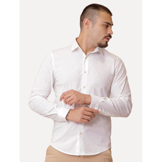 Camisa Ralph Lauren Masculina Slim Office Milano Stretch Off-White em Oferta na Shopee