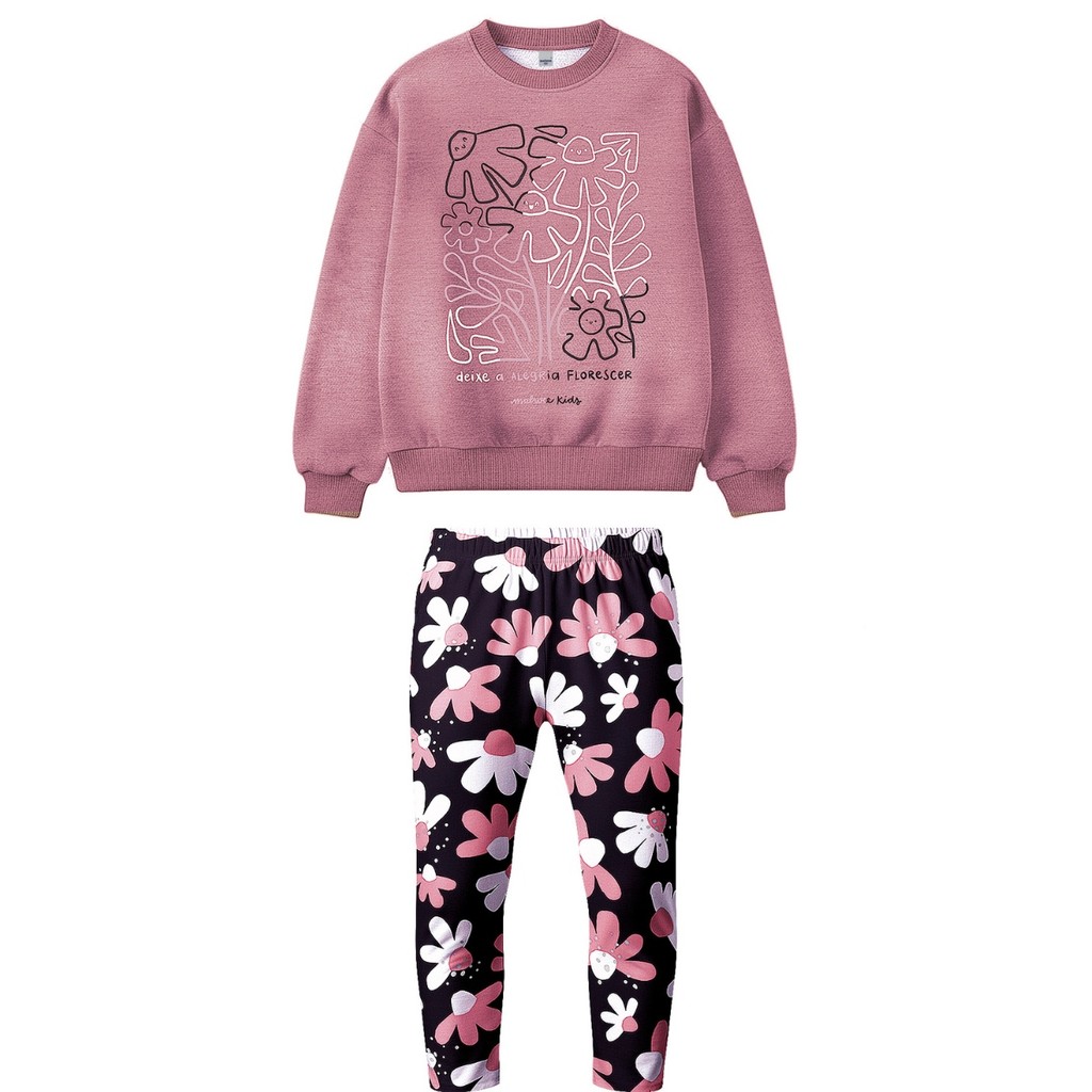 Conjunto Malwee Kids Infantil Menina Inverno Frio Blusão Moletom Tam 2 ao 8 136546