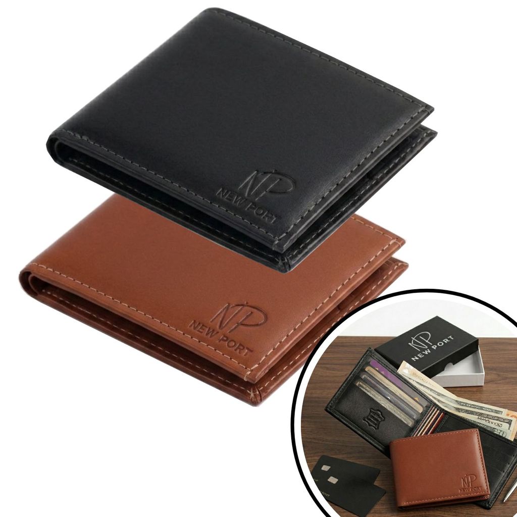 Kit Carteira Masculina Couro Legítimo Slim New Port Luxo