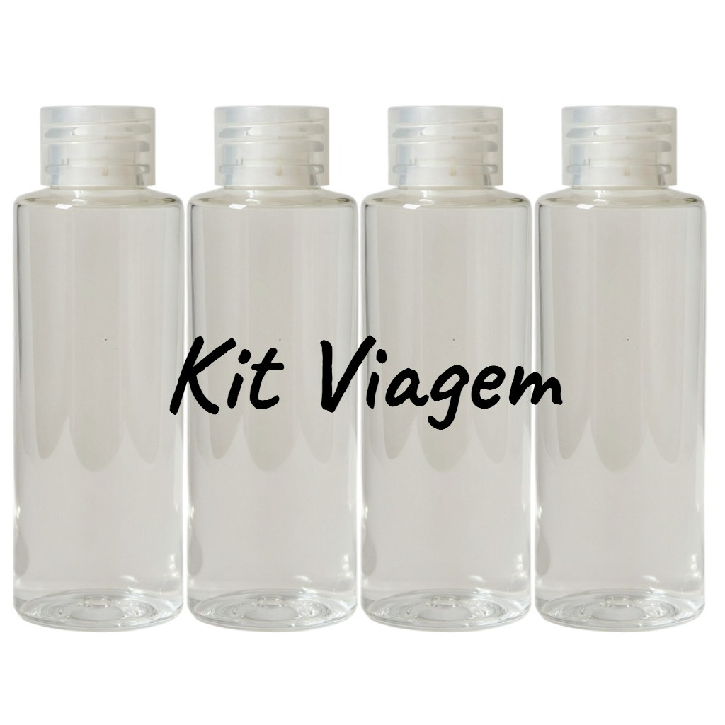 Frasco Pet 60ml Kit Viagem  Com RÓTULO e Tampa Flip Top Transparente Lindo e Prático Para Shampoo Condicionador Creme