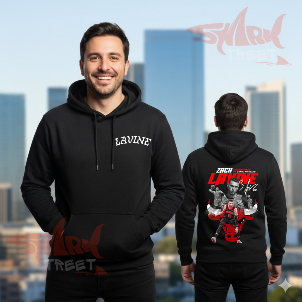 Moletom Zach LaVine Streetwear Masculino Canguru Com Capuz Estampa Costas Basquete Moda Urbana Casual Premium