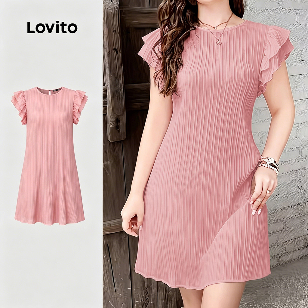 Lovito Vestido Casual de Jacquard Rosa para Mulheres Primavera/Verão LK5ED284