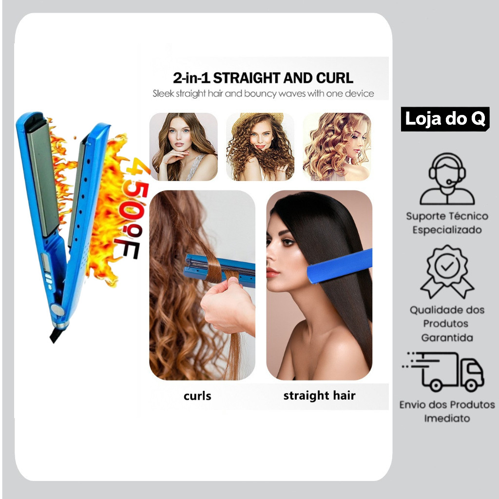 Nano titânio alisador de cabelo íon negativo 5 velocidades ajuste de temperatura alisador de cabelo dupla tensão 110V/22