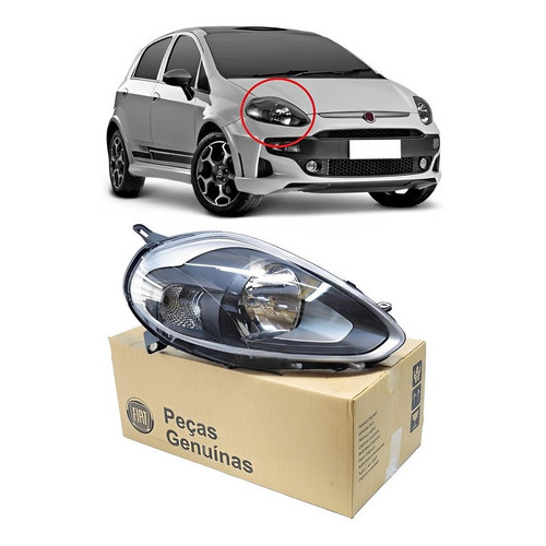 Imagem Farol Fiat Punto Direito Máscara Negra 2013 A 2017 Original