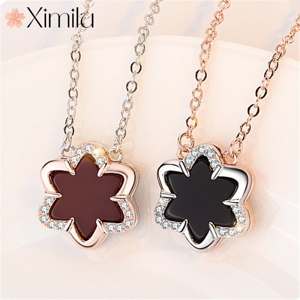 ❤ Nova chegada diamante luxo hexagrama rosa ouro colar preto ágata pingente moda Unisex Universal casal jóias