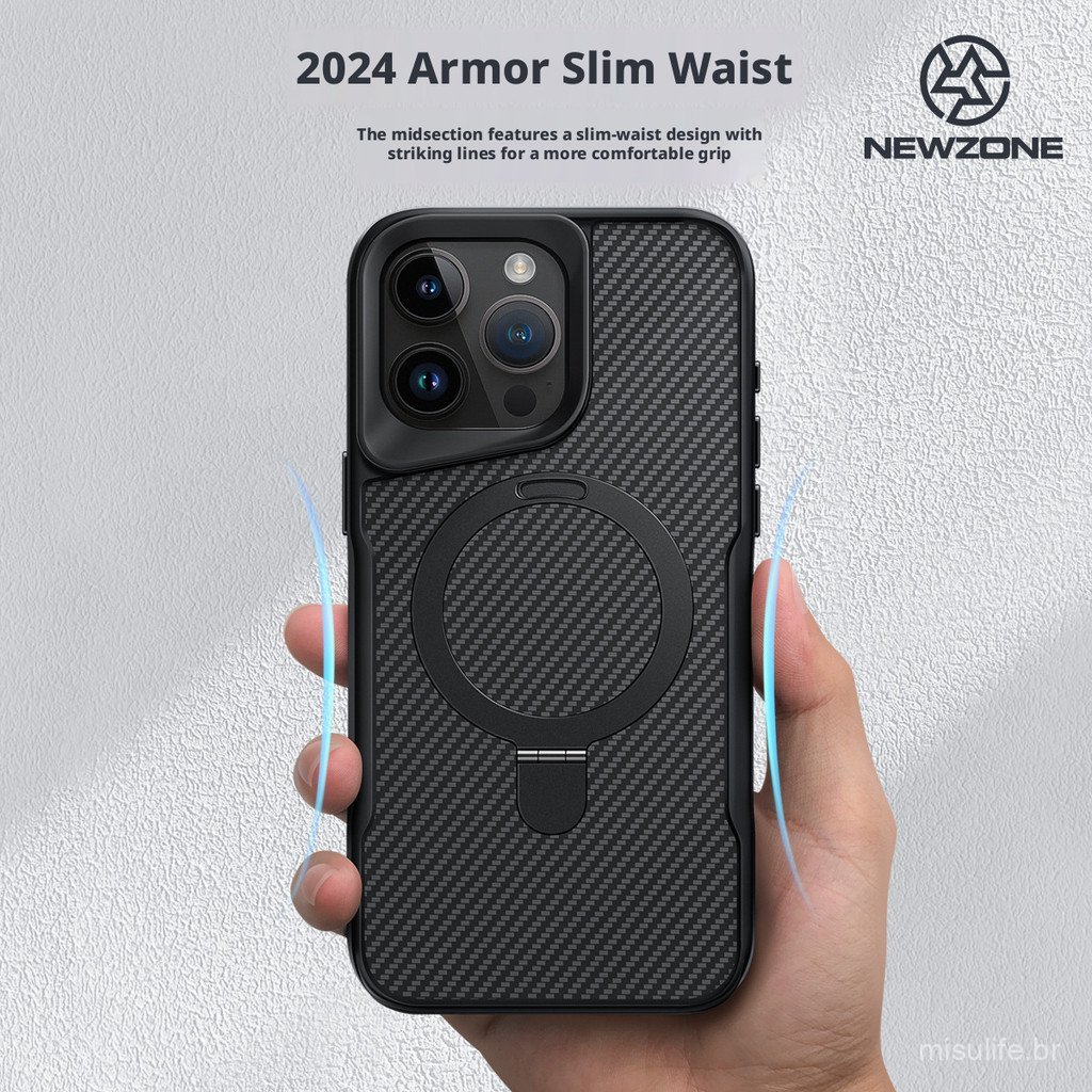 Detalhes do Capa de celular moderna e atualizada para iPhone 17 16 15 14 pro max plus, capa com suporte em fibra de carbono.