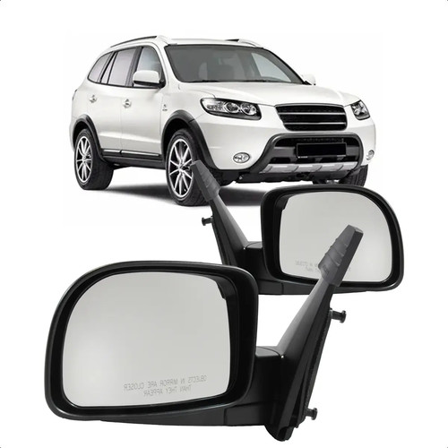 Retrovisor Santa Fe 2007 A 2013 Eletrico Preto Sem Pisca