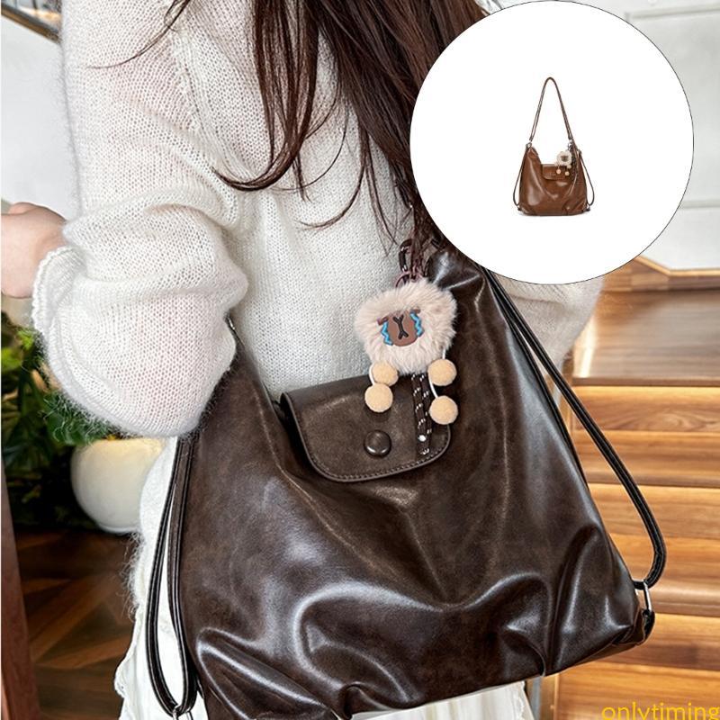 onlytiming Bolsa De Ombro Feminina Elegante De Couro PU Mochilas Conversíveis Com Charme Removível Compartimentos Espaço