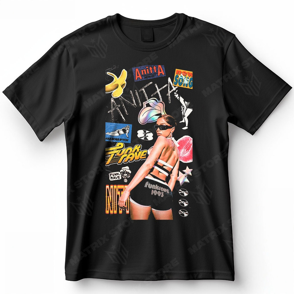 [Camiseta Premium em Algodão Puro]TT Camisa Anitta FunkRave Carnaval Blusa Camiseta de Artistas Nacionais 100% Algodão