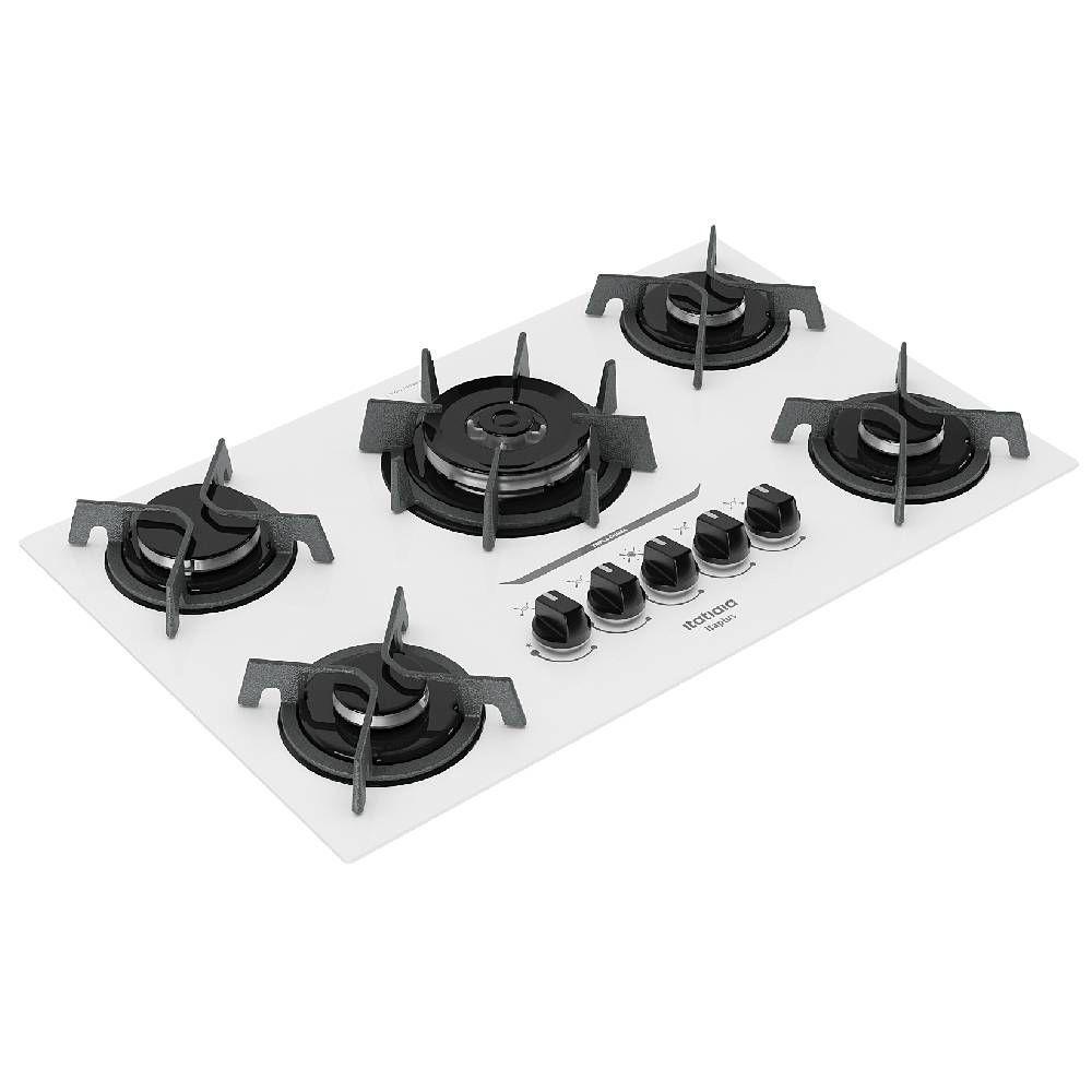 Cooktop Itatiaia Itaplus 5 Bocas Vidro Branco Tripla Chama Bivolt (3700000495) · foto 2