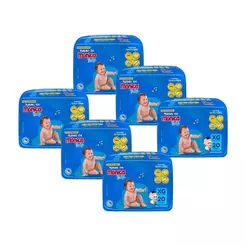 Kit 6 Fraldas Turma da Mônica Baby Jumbo XG com 20un cada