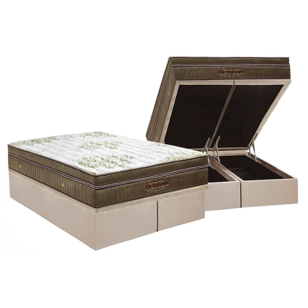 Cama Box Baú CRC King +Colchão Molas Master Pocket Ultra Gel Ortobom -